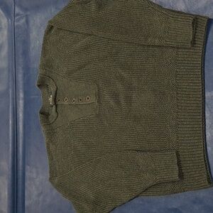 Red Head Mens Sz XL Heather Green Henley Knit Cotton Sweater Pullover Vintage.
